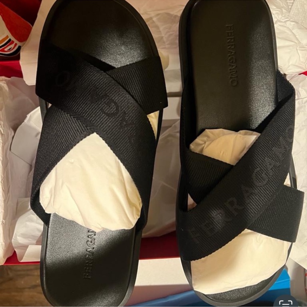 Salvatore Ferragamo Black Sandals With Dust Bag Sz 11